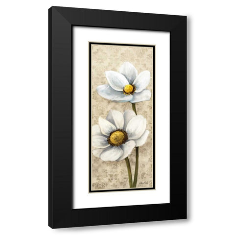 Winter White Poppies Panel II Black Modern Wood Framed Art Print with Double Matting by Milan, Vittorio