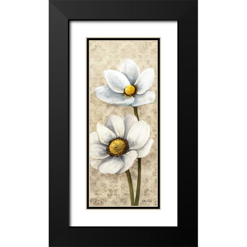 Winter White Poppies Panel II Black Modern Wood Framed Art Print with Double Matting by Milan, Vittorio