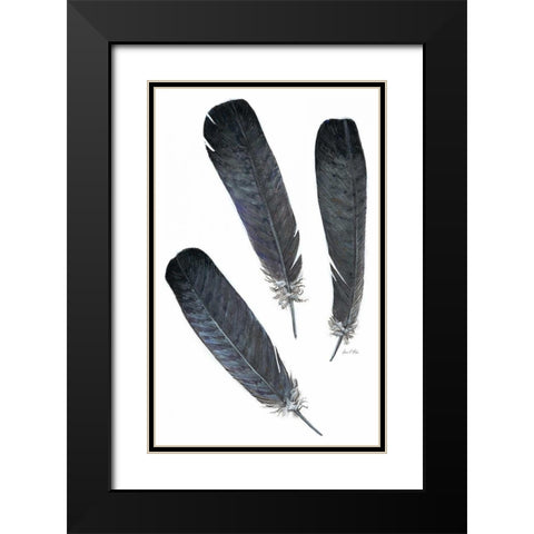 Feather Study 2 Black Modern Wood Framed Art Print with Double Matting by Fisk, Arnie