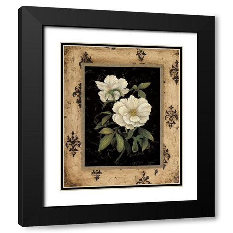 Silver Peony Black Modern Wood Framed Art Print with Double Matting by Andrew, Regina