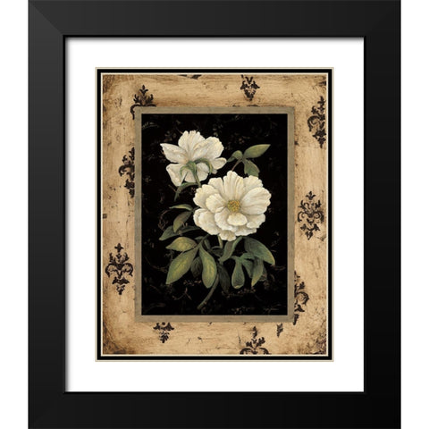 Silver Peony Black Modern Wood Framed Art Print with Double Matting by Andrew, Regina