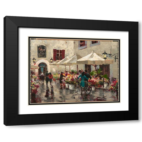 Paris Street Scene Black Modern Wood Framed Art Print with Double Matting by Heighton, Brent
