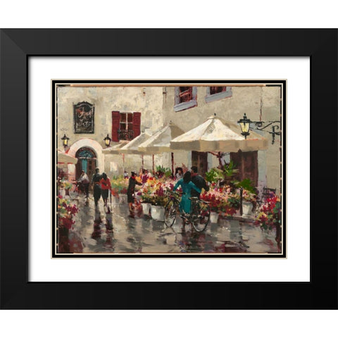Paris Street Scene Black Modern Wood Framed Art Print with Double Matting by Heighton, Brent