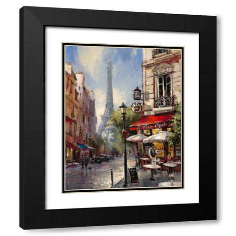 Tour De Eiffel View Black Modern Wood Framed Art Print with Double Matting by Heighton, Brent