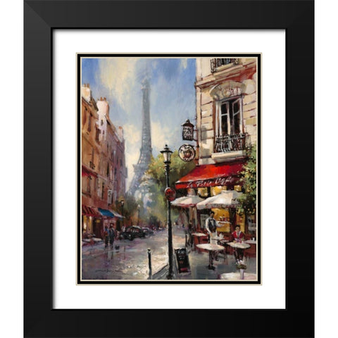 Tour De Eiffel View Black Modern Wood Framed Art Print with Double Matting by Heighton, Brent
