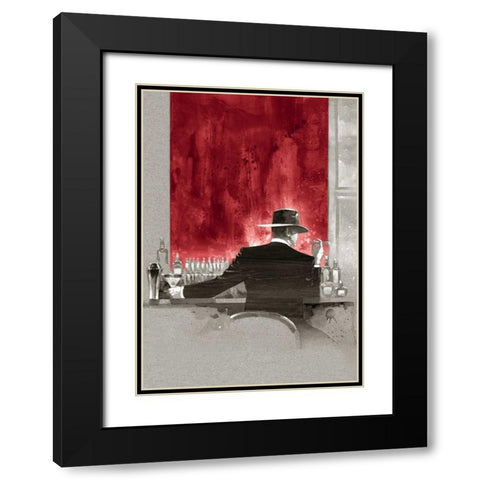 Cigar Bar Red Study Black Modern Wood Framed Art Print with Double Matting by Lynch, Brent