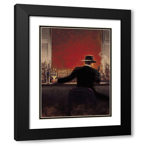 Cigar Bar Black Modern Wood Framed Art Print with Double Matting by Lynch, Brent