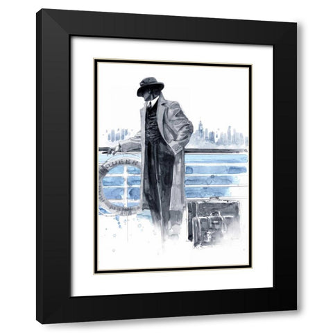 Pier 56 Blue Study Black Modern Wood Framed Art Print with Double Matting by Lynch, Brent