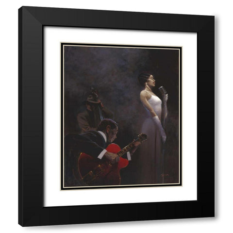 Pearlescent Diva Black Modern Wood Framed Art Print with Double Matting by Lynch, Brent