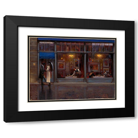 Fifth Avenue Cafe 1  Black Modern Wood Framed Art Print with Double Matting by Lynch, Brent