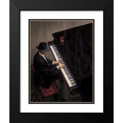 Piano Bar 1 Black Modern Wood Framed Art Print with Double Matting by Lynch, Brent