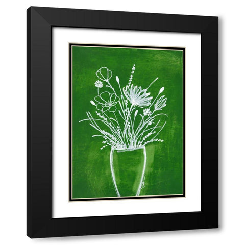 Emerald Bouquet Black Modern Wood Framed Art Print with Double Matting by Loco, Filippo
