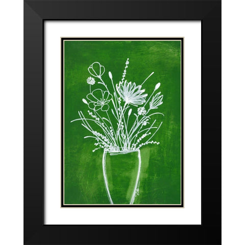 Emerald Bouquet Black Modern Wood Framed Art Print with Double Matting by Loco, Filippo