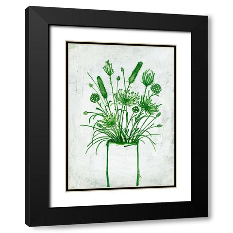 Fresh Greenery Florals Black Modern Wood Framed Art Print with Double Matting by Loco, Filippo