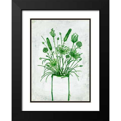 Fresh Greenery Florals Black Modern Wood Framed Art Print with Double Matting by Loco, Filippo