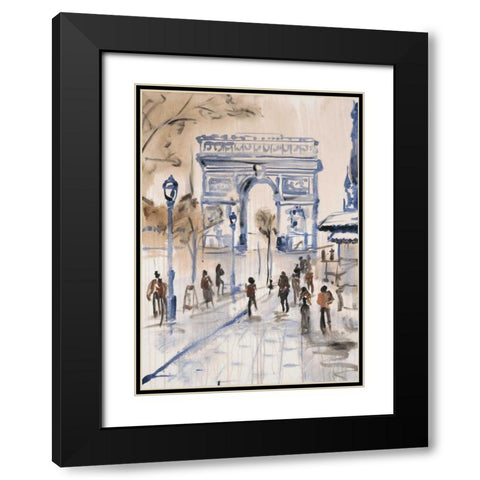 Paris Street 1 Black Modern Wood Framed Art Print with Double Matting by Morris, Madelaine