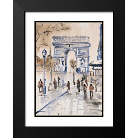 Paris Street 1 Black Modern Wood Framed Art Print with Double Matting by Morris, Madelaine