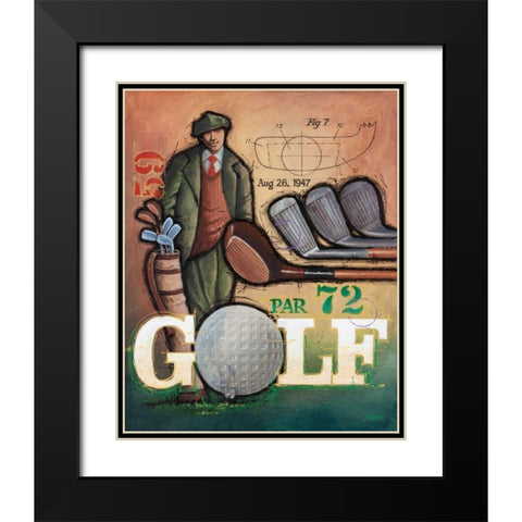 Vintage Golf 1 Black Modern Wood Framed Art Print with Double Matting by Langton, Bruce