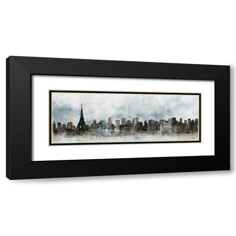 Modern Paris Skyline Black Modern Wood Framed Art Print with Double Matting by Roko, Ken