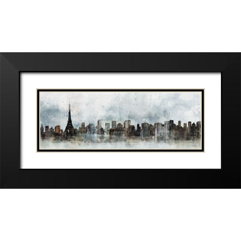 Modern Paris Skyline Black Modern Wood Framed Art Print with Double Matting by Roko, Ken