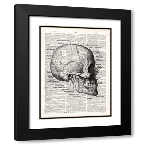 Vintage Anatomy Skull Black Modern Wood Framed Art Print with Double Matting by James, Christopher