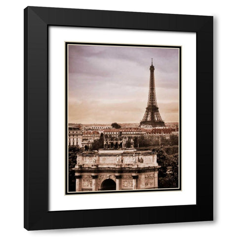 Paris Vista Black Modern Wood Framed Art Print with Double Matting by Greenwood, Michael