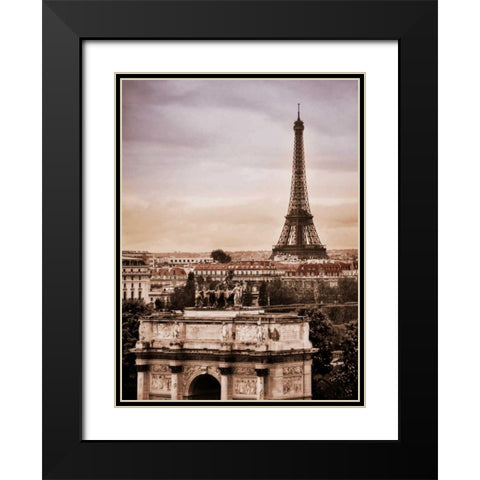 Paris Vista Black Modern Wood Framed Art Print with Double Matting by Greenwood, Michael