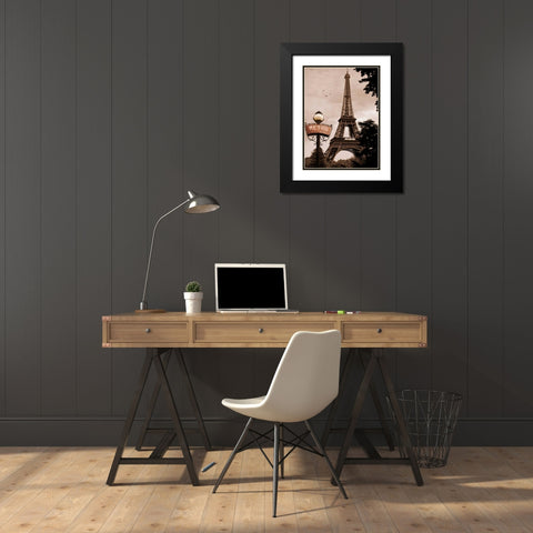 Tour Eiffel Metro Black Modern Wood Framed Art Print with Double Matting by Greenwood, Michael