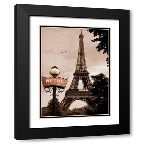 Tour Eiffel Metro Black Modern Wood Framed Art Print with Double Matting by Greenwood, Michael