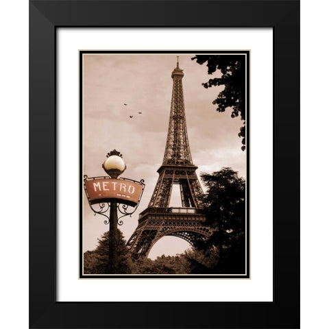 Tour Eiffel Metro Black Modern Wood Framed Art Print with Double Matting by Greenwood, Michael