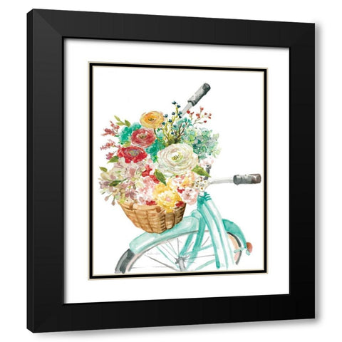 Basket and Bike Black Modern Wood Framed Art Print with Double Matting by Studio Rofino