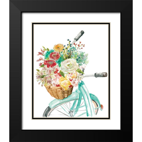 Basket and Bike Black Modern Wood Framed Art Print with Double Matting by Studio Rofino