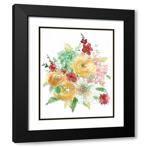 Vintage Style Bouquet Black Modern Wood Framed Art Print with Double Matting by Studio Rofino