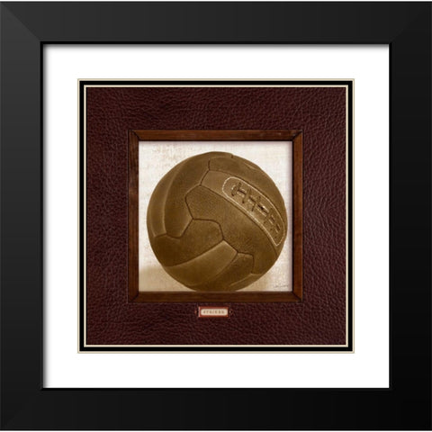 Vintage Soccer Black Modern Wood Framed Art Print with Double Matting by Appleman, Sam