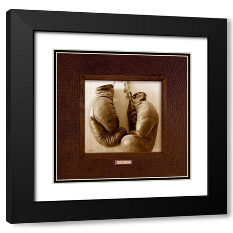 Vintage Boxing Black Modern Wood Framed Art Print with Double Matting by Appleman, Sam