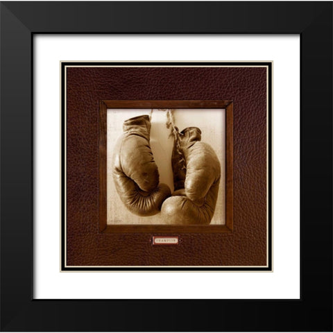 Vintage Boxing Black Modern Wood Framed Art Print with Double Matting by Appleman, Sam