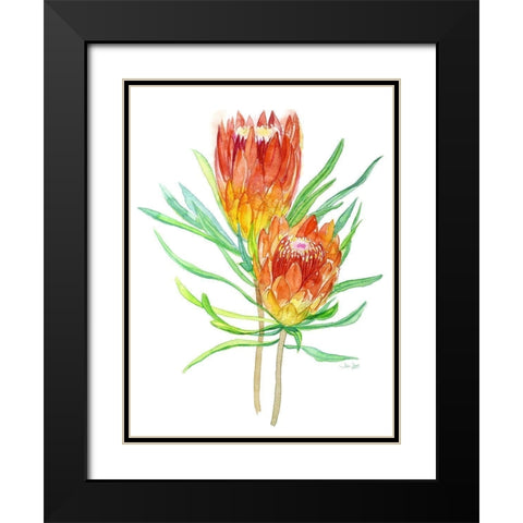 Tropical Blossoming Black Modern Wood Framed Art Print with Double Matting by Jing, Jin