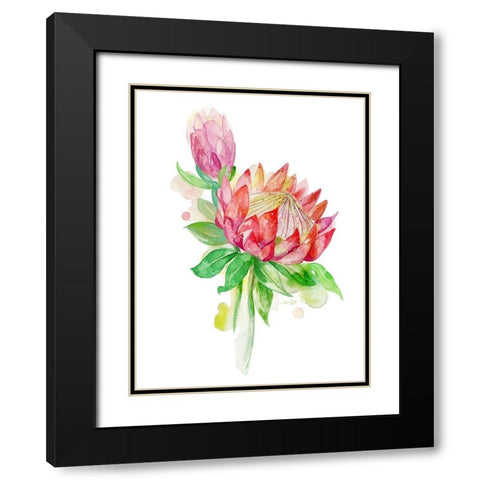 Tropical Blooming Black Modern Wood Framed Art Print with Double Matting by Jing, Jin