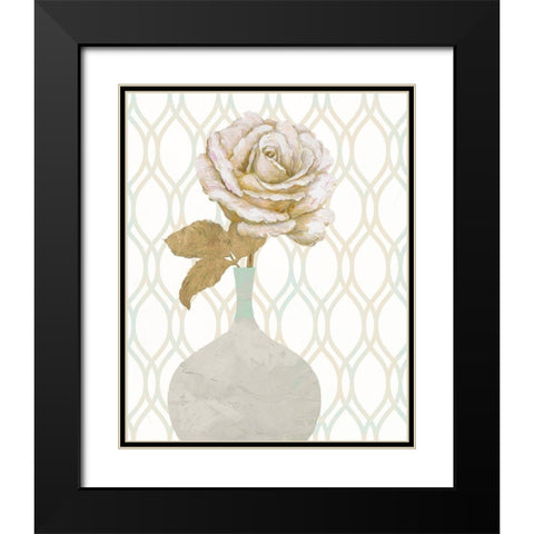 Gilded Rose 1 Black Modern Wood Framed Art Print with Double Matting by Zheng, James