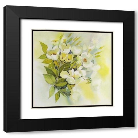 Soft Floral Black Modern Wood Framed Art Print with Double Matting by Mayskaya, Alisa