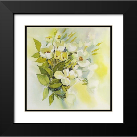 Soft Floral Black Modern Wood Framed Art Print with Double Matting by Mayskaya, Alisa