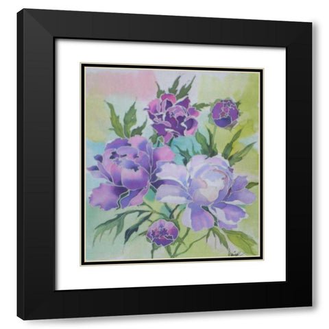Soft Floral Black Modern Wood Framed Art Print with Double Matting by Mayskaya, Alisa
