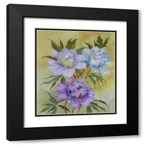 Soft Floral Black Modern Wood Framed Art Print with Double Matting by Mayskaya, Alisa
