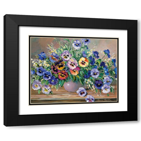 Bouquet of pansies Black Modern Wood Framed Art Print with Double Matting by Paleta, Anna