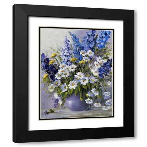 Delphinium Black Modern Wood Framed Art Print with Double Matting by Paleta, Anna
