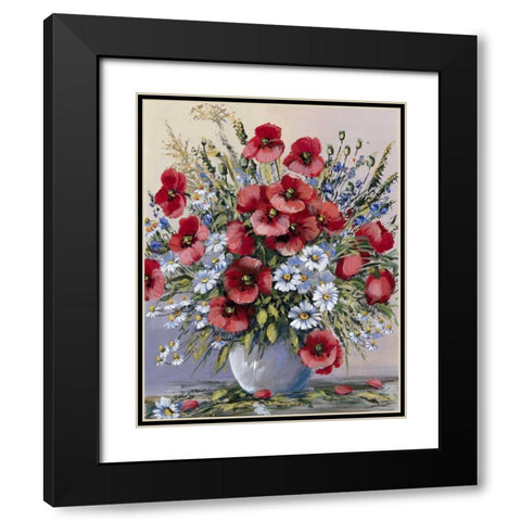 Red poppies Black Modern Wood Framed Art Print with Double Matting by Paleta, Anna