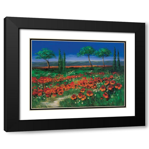 Field of primroses Black Modern Wood Framed Art Print with Double Matting by Paleta, Anna