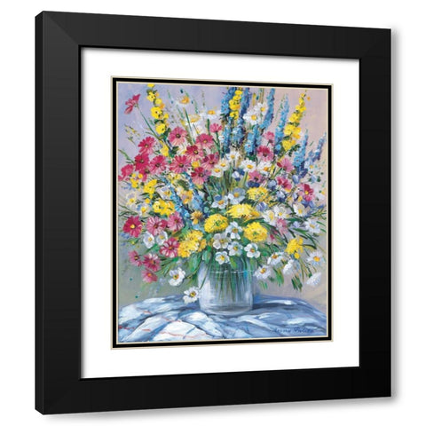 Cheerful flowers I Black Modern Wood Framed Art Print with Double Matting by Paleta, Anna