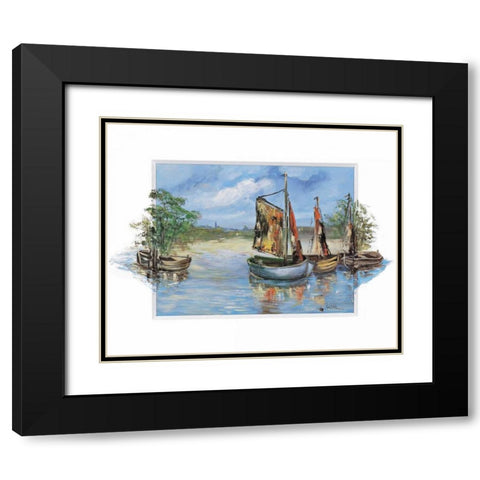 Sailing boats Black Modern Wood Framed Art Print with Double Matting by Schottler, Katharina