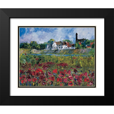 My village at the river Black Modern Wood Framed Art Print with Double Matting by Cruysberg, Marijke
